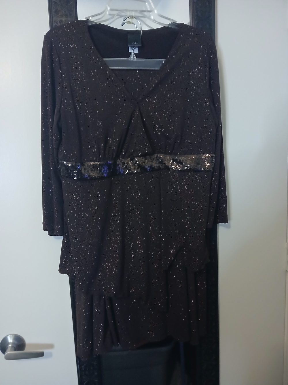 Women's Choclate Brown/Bronze Sequin Glitter Dressy Skirt Set